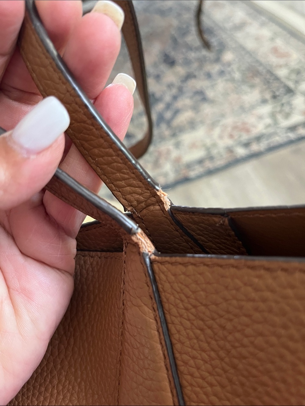 Tory Burch Pebble Leather Classic Tote Bag in Tan & Gold - Picture 9 of 14
